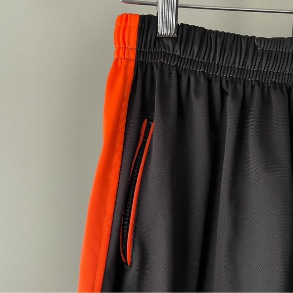 Vintage Adidas Neon 3 Stripe Fleece Lined Athletic Shorts Orange Grey 90s Y2K - Picture 4 of 8